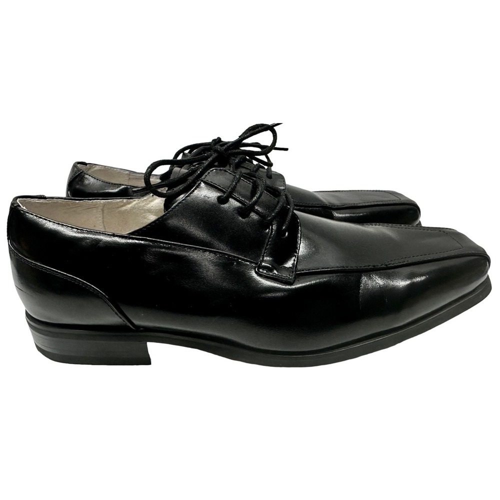 Stacy Adams Mens Derby Dress Shoes Black Leather Bicycle Toe Lace Up 10‎